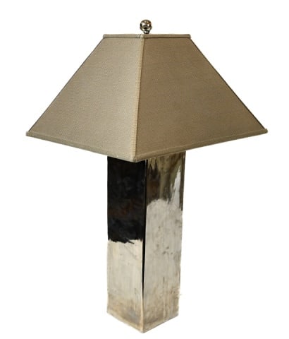 Modern Silver Tone Ceramic Table Lamp w Shade (1 of 12)