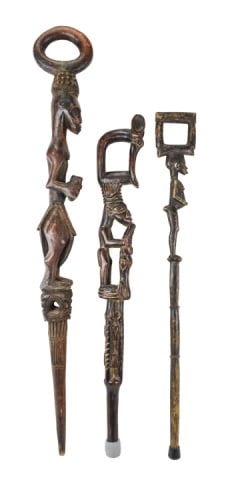 Three African Hand Carved Walking Sticks (1 of 7)