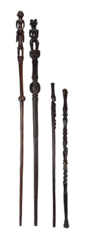 Four African hand Carved Walking Sticks (1 of 18)