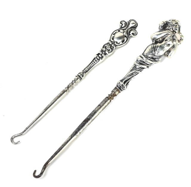 Antique Art Nouveau Sterling Silver Button Hooks (1 of 8)