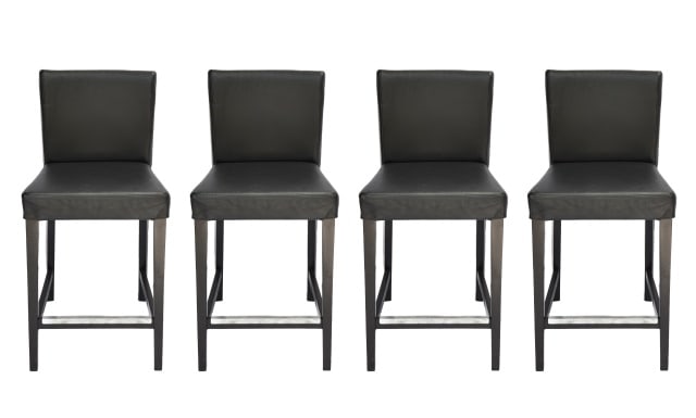 Set of Four Mid Century Onyx Leather Bar Stools (1 of 10)