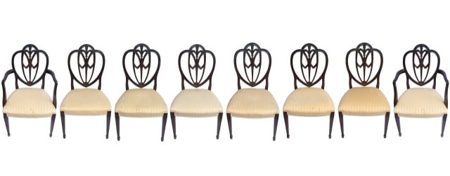 8 George III Style Heart Shape Shield Back Chairs (1 of 16)