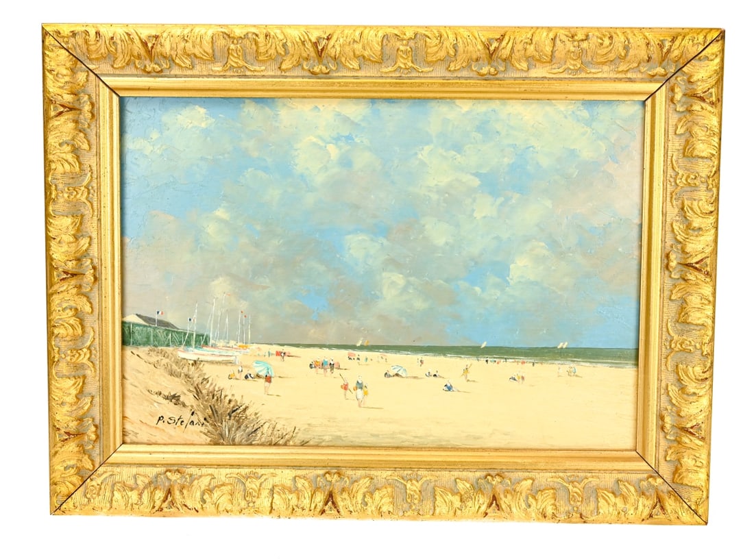 Pierre Stefani Signed Oil Painting Beach Low Tide (1 of 11)