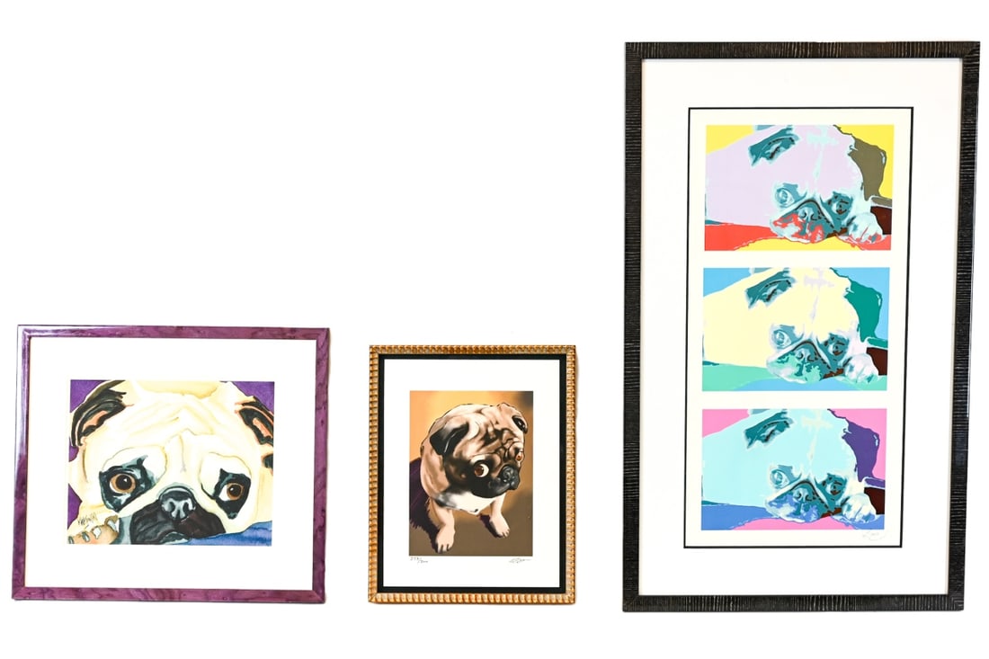 3 Original Pug Works of Art Framed & Signed (1 of 11)