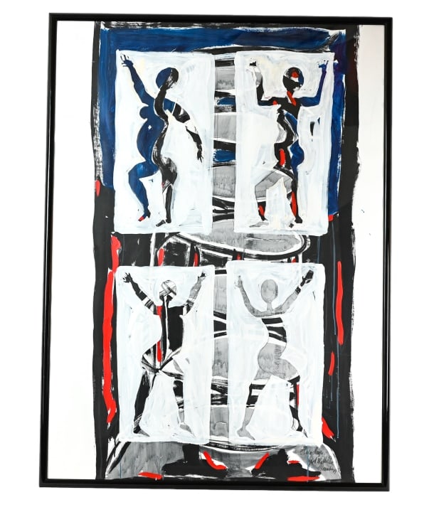 Signed 1989 Abstract Acrylic Painting Framed (1 of 8)