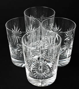 Set of 4 Waterford Crystal Whiskey Glasses: Set of 4 Waterford Crystal Whiskey Glasses. Measures 4.25 inches x 3.5 inches diameter.