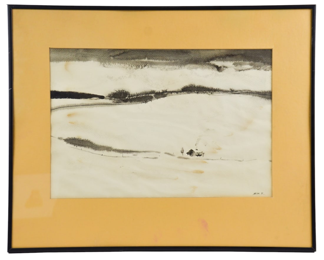 Satish Joshi Signed Ink Drawing of Landscape (1 of 11)