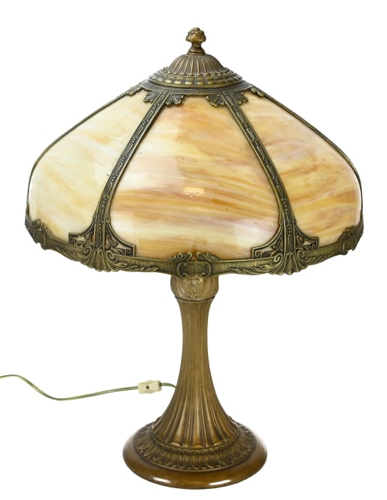 Antique Arts & Crafts BH School Slag Glass Lamp (1 of 19)