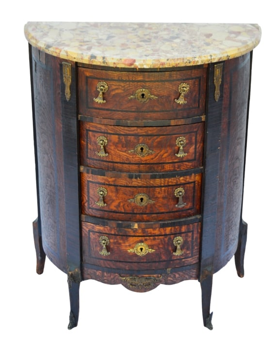 Antique French Louis XV Style Demi-Lune Commode (1 of 12)