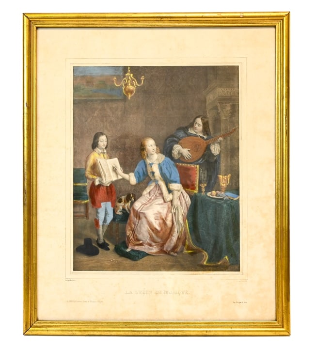 Antique Framed Engraving La Lecon De Musique (1 of 9)