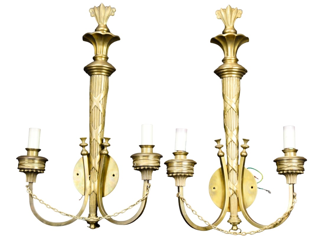 Pair Neoclassical Torch Form Electric Wall Sconces (1 of 11)