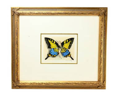 Louis Icart Flattering Butterfly (Papillon I): Louis Icart Hand Signed in Pencil Flattering Butterfly (Papillon I) Original Etching with Hand Coloring. Includes COA and windmill stamped, from the rare limited edition. Professionally framed.