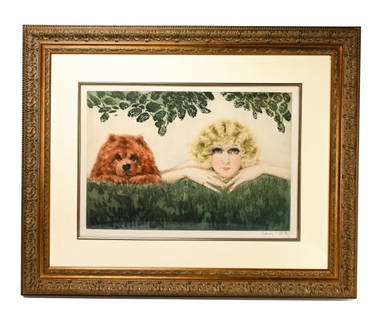 Louis Icart Lex Treux (Two Beauties) Etching: Louis Icart Hand Signed in Pencil Lex Treux (Two Beauties) Original Etching with Hand Coloring. Includes COA and windmill stamped, from the rare limited edition. Professionally framed. Framed measures
