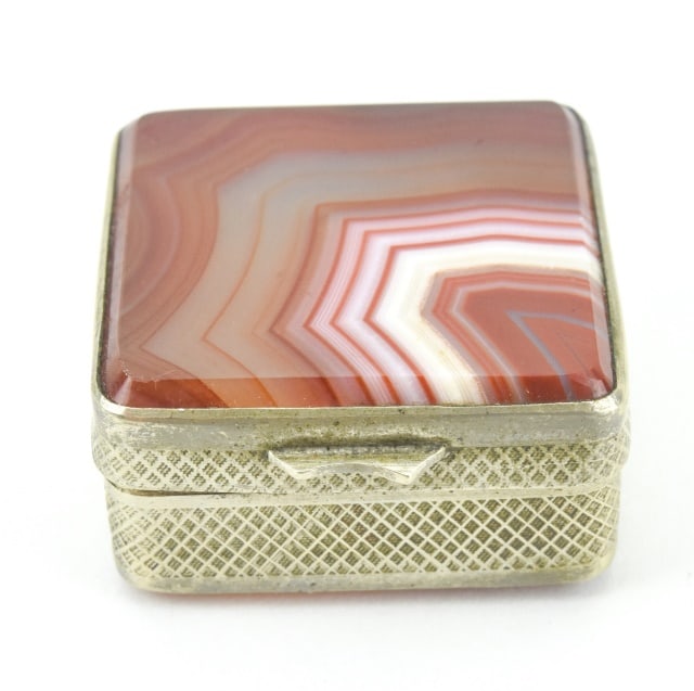 Antique 19th C Banded Agate Snuff Box / Small Case (1 of 6)