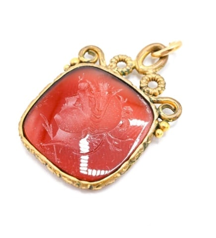 Antique Carved Carnelian Intaglio Fob Pendant (1 of 4)