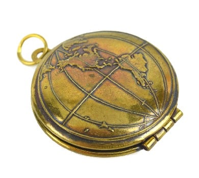 Vintage Globe Motif Locket Necklace Pendant: Vintage Globe Motif Locket Necklace PendantMeasures just over 1.25 inches in length.