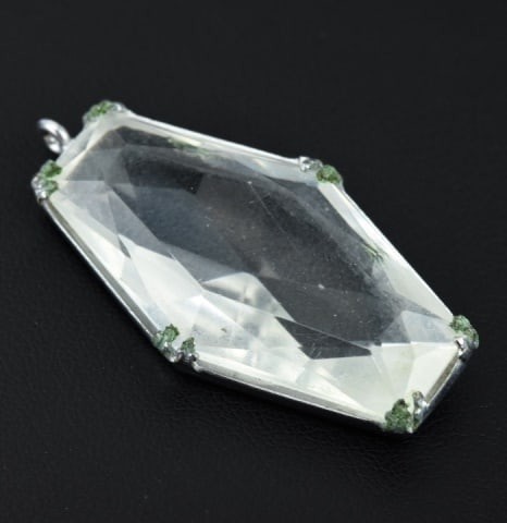 Antique Art Deco Faceted Crystal Necklace Pendant: Antique Art Deco Faceted Crystal Necklace Pendant. Measures 1.5 inches in length.