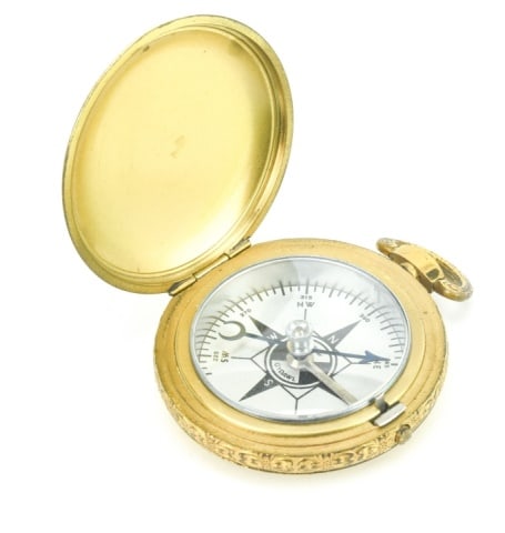 Vintage Gilt Compass Pendant Pocket Watch Design (1 of 7)