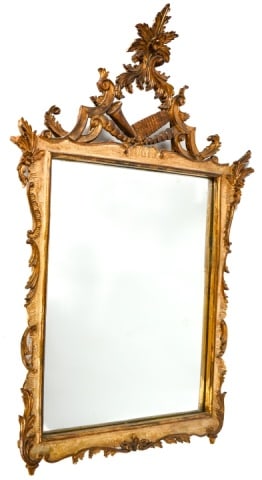 Antique Florentine Carved Gilt Mirror w Pediment (1 of 10)