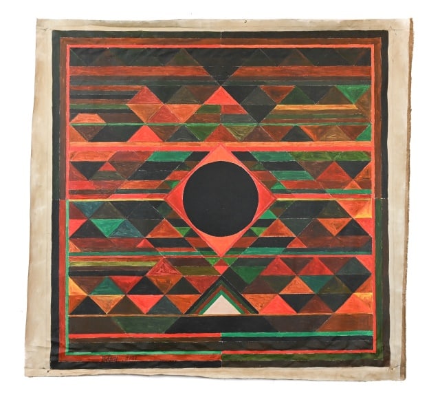 S.H. Raza Signed Abstract Geometric Oil Painting (1 of 20)