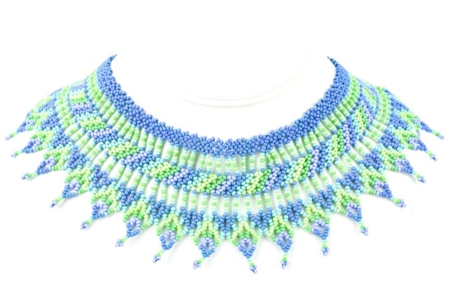 Handmade Native American Collar Form Necklace: Handmade Native American Collar Form Necklace. Measures 15 inches in length.