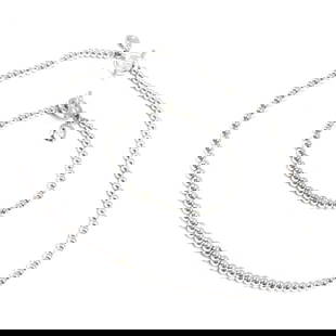 Ralph Lauren Silver Bead Necklace & Earrings: Ralph Lauren Silver Bead Necklace and Earrings – Likely silver plate this bracelet and necklace set is comprised on approximately 4 millimeter beads and the bracelet is about 7.5 inches long and the