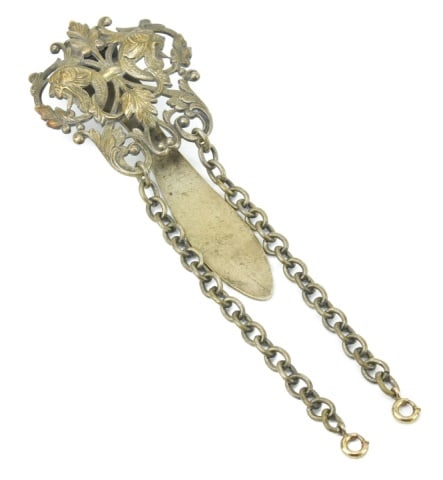 Antique 19th C Belt Clip Chatelaine w Two Chains (1 of 7)