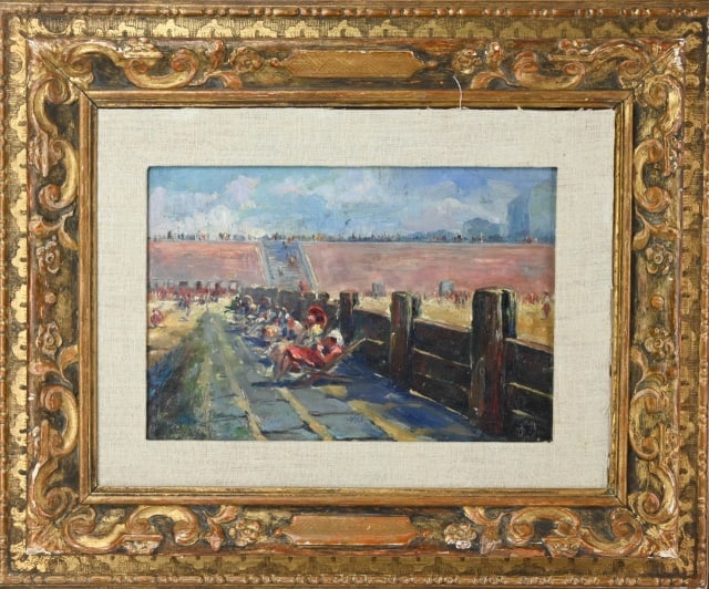 After John Sloan Oil Painting of Board Walk Framed (1 of 11)