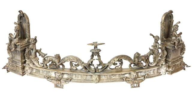 Antique Bronze Italian Figural Fire Place Fender (1 of 15)