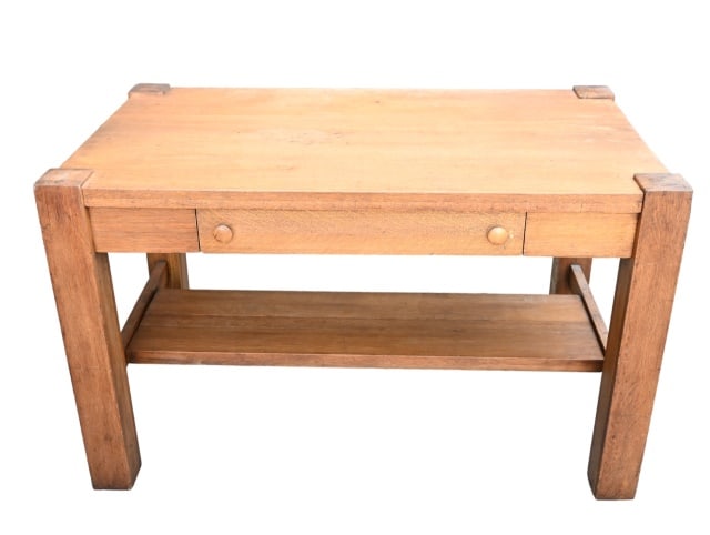 Antique Solid Oak Mission Console w Carved Caps (1 of 10)