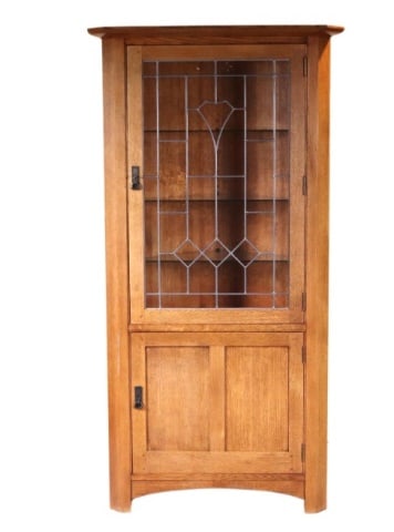 Stickley Oak Glass Door Corner Cupboard (1 of 14)