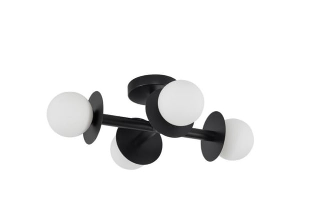 Pielo 4 Light Black Metal Globe Ceiling Light (1 of 8)