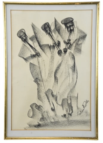 Abstract Mid C Signed Graphite Drawing Musicians (1 of 9)