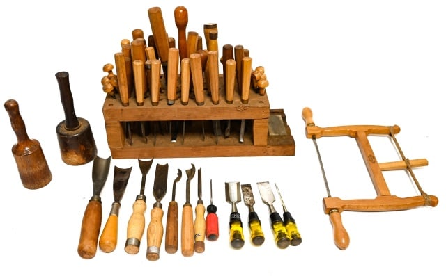 Large Curated Collection Wood Carving Tools (1 of 10)