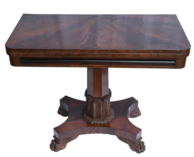 19th Century English Regency Pedestal Game Table (1 of 14)
