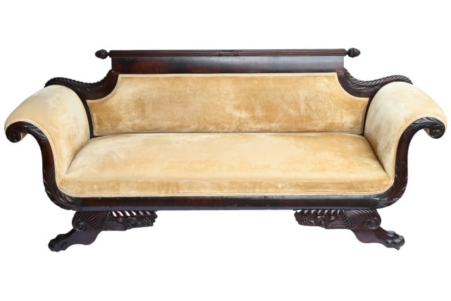 Antique Empire Style Mahogany Swan Grecian Sofa (1 of 12)