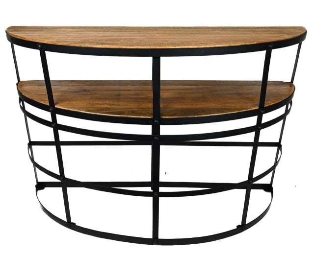 Wrought Iron Industrial Style Demi Lune 2 Shelves (1 of 12)