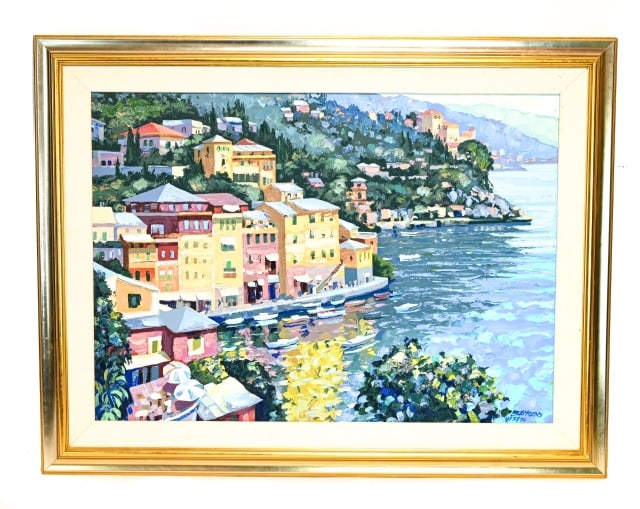 Howard Behrens Harbor View Oil on Canvas Painting (1 of 9)
