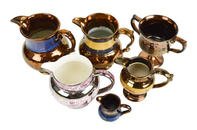 Collection Antique Lusterware Porcelain Containers (1 of 15)