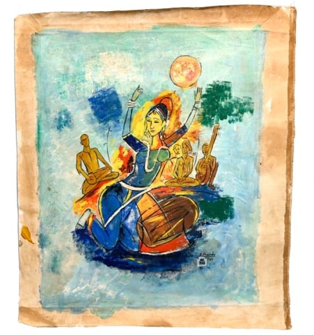 Shiavax Chavda Signed Acrylic Dancing Figure 1969 (1 of 20)