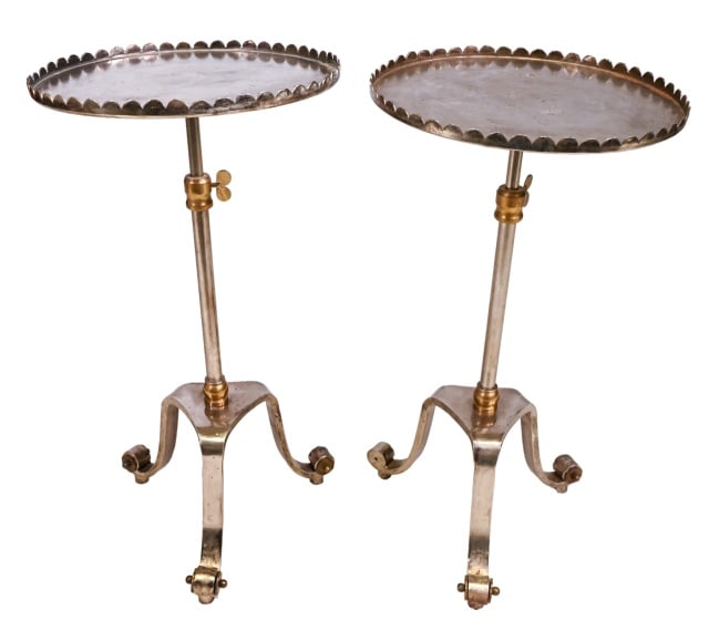 Pair Gilt Metal Side Tables on Tripod Base (1 of 12)