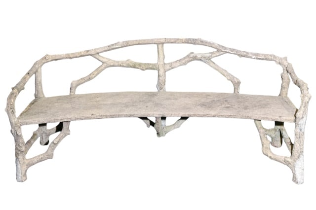 Antique Faux Bois Cast Stone 74 Inch Bench (1 of 16)