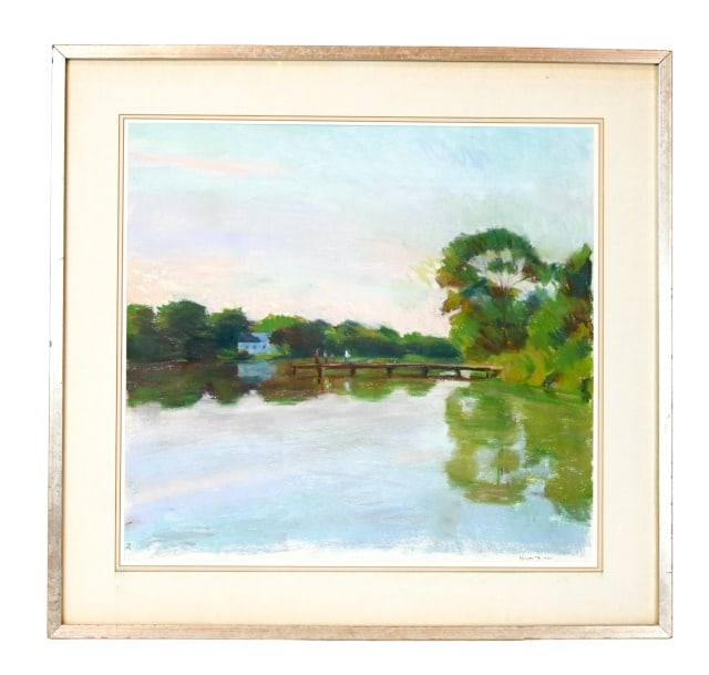 Larry Horowitz Singed Pastel of Salt Pond w Dock (1 of 8)