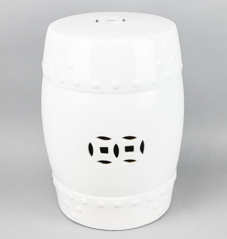 Chinoisserie White Glazed Ceramic Garden Stool (1 of 9)