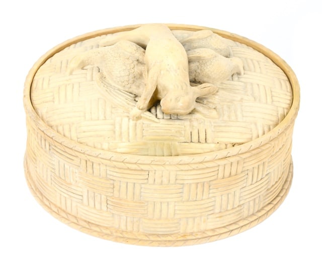 Antique English Caneware Pottery Tureen w Game (1 of 11)