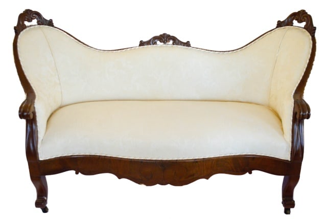 Victorian Hand Carved Custom Upholstered Sofa (1 of 8)