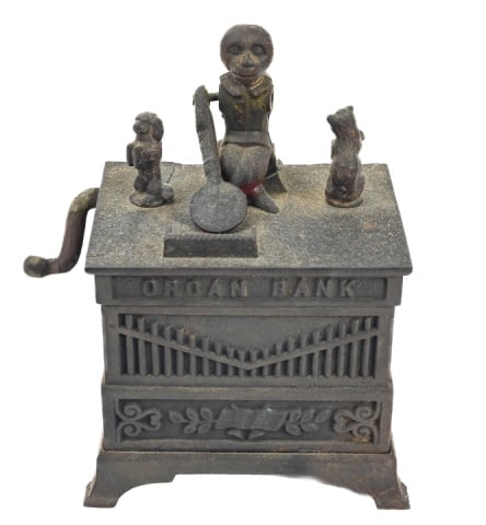 Antique Cast Iron Organ Grinder Bank (1 of 7)