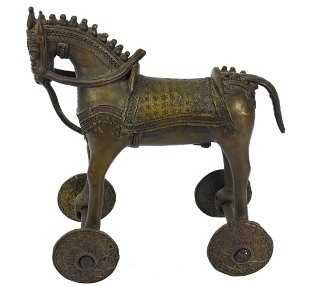 Bronze Trojan Horse Statue on Wheels (1 of 9)
