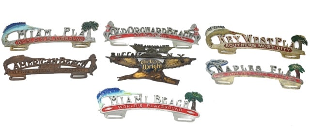 7 Antique U.S. Souvenir License Plate Toppers (1 of 11)