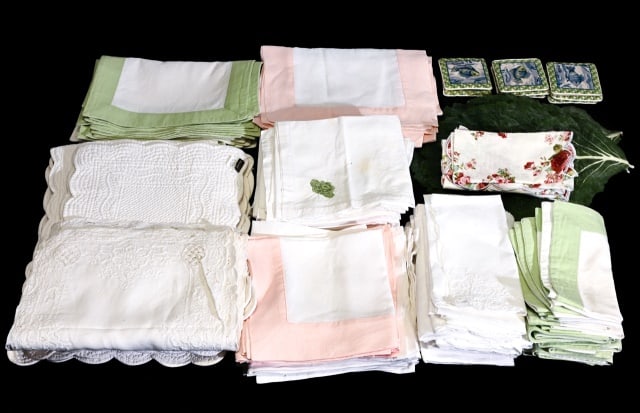 Collection Lace Linen Place Mats & Napkins: Collection of Quality Lace and Linen and Embroidered Place Mats and Napkins. In a variety of colors and patterns.